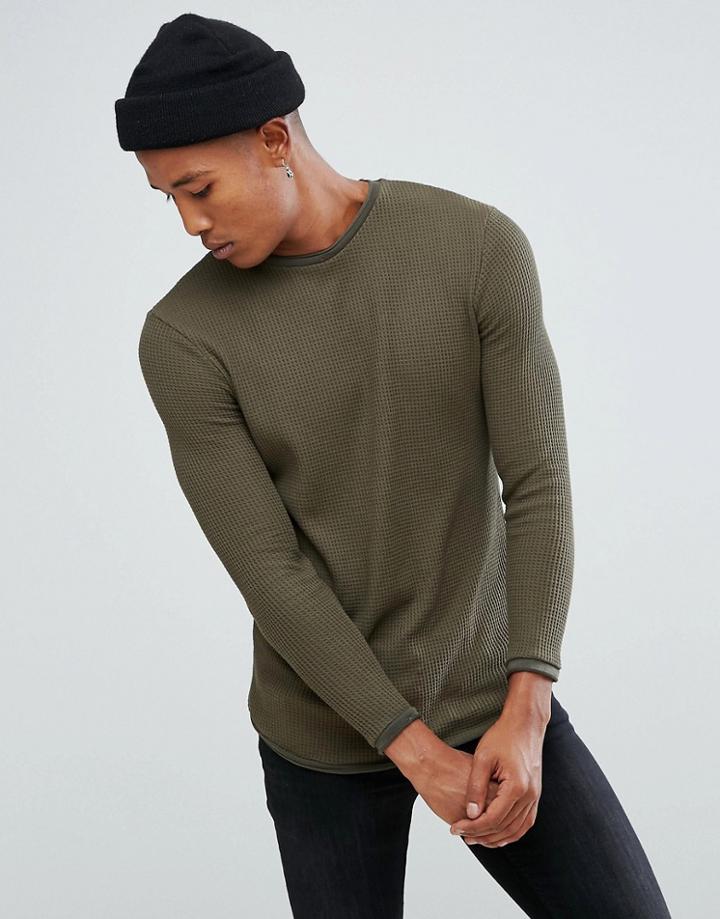Bershka Lightweight Sweater In Khaki - Green