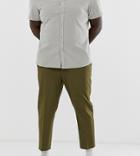 Asos Design Plus Pleated Tapered Crop Smart Pants In Olive Green