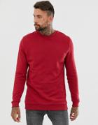 Asos Design Longline Sweatshirt In Red