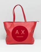 Armani Exchange Ax Face Logo Tote Bag - Red