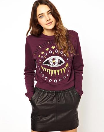 Asos Cropped Sweatshirt With Embroidered Eye