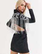 Asos Design Embellished Tux Blazer Mini Dress-black
