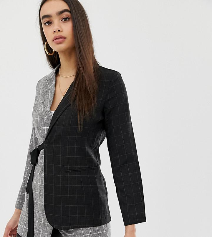 Unique21 Contrast Blazer In Contrast Panel Two-piece-black