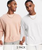 Asos Design 2 Pack Oversized Long Sleeve T-shirt In Multi
