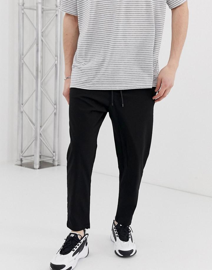 Bershka Carrot Fit Pants In Black - Black