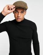 French Connection Check Flat Cap In Brown