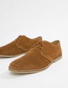 Asos Design Lace Up Shoes In Tan Suede With Natural Sole - Tan