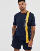 Asos Design Relaxed T-shirt With Utility Pocket-navy