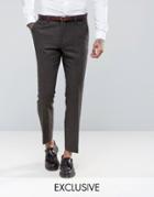 Heart & Dagger Slim Suit Pants In Herringbone - Brown
