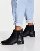 River Island Metal Cap Leather Chelsea Boots In Black