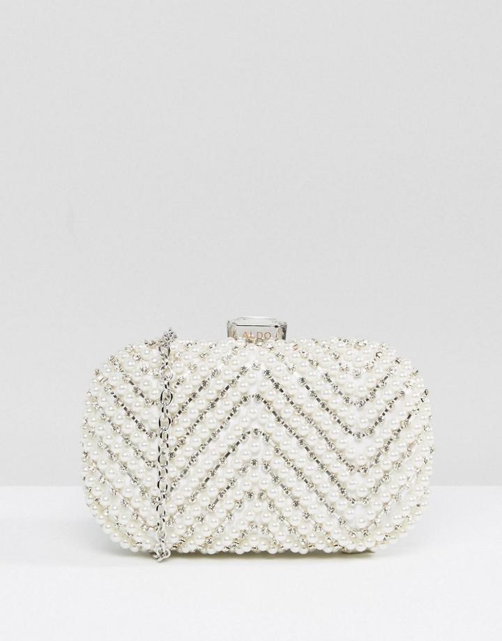 Aldo Alauria Pearl Bead Clutch Bag - White