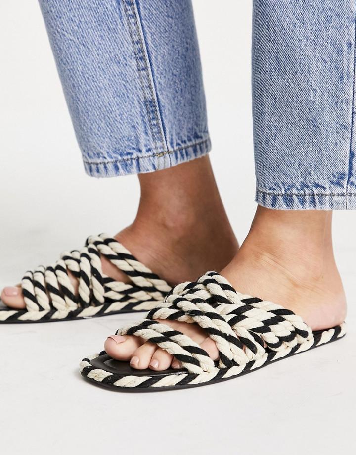 Asos Design Jumping Rope Espadrilles In Black And White-multi
