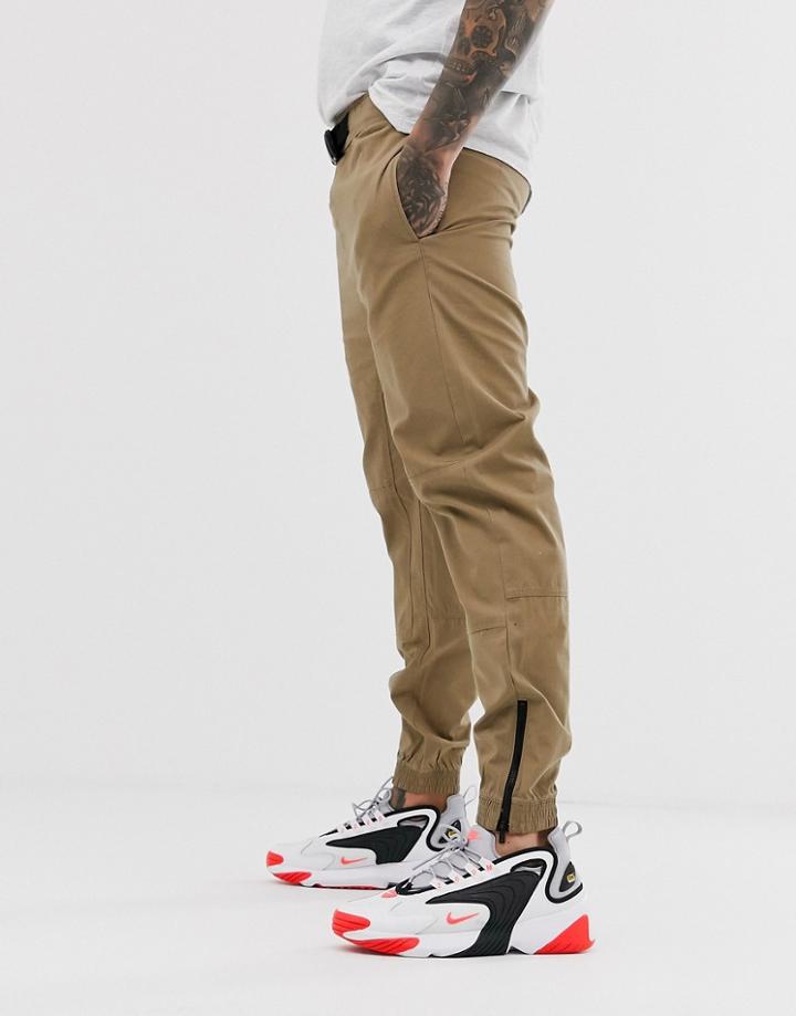 Bershka Cargo Sweatpants In Khaki Beige-green