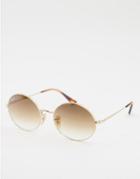 Ray-ban Unisex Oval Sunglasses With Brown Lens In Gold