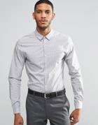 Asos Skinny Shirt In Gray Check With Long Sleeves - Gray
