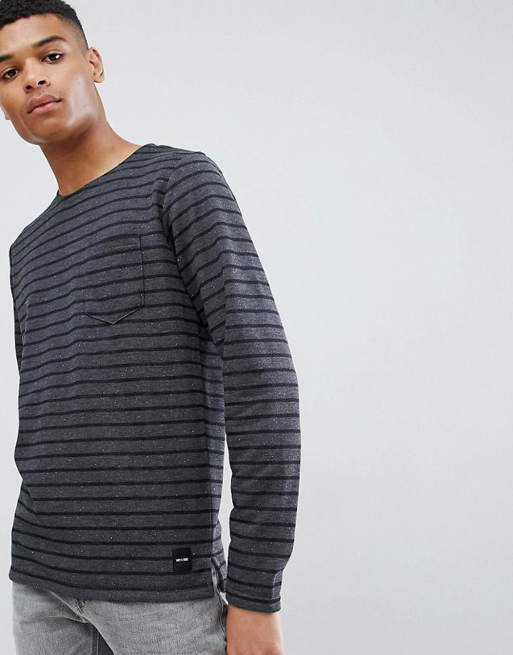 Only & Sons Striped Long Sleeve Crew Neck Top - Gray