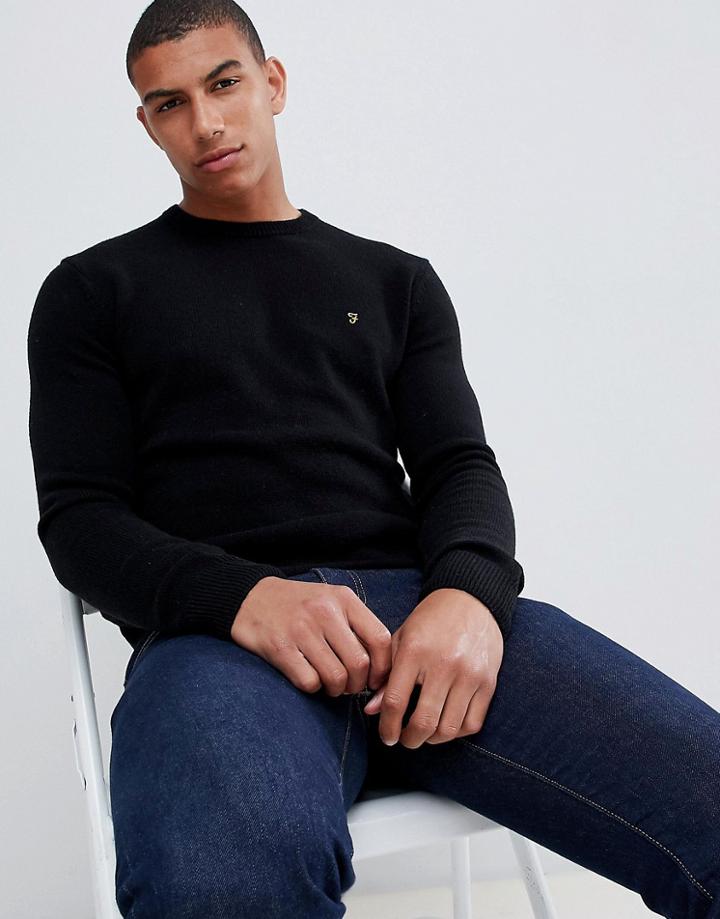 Farah Rosecroft Crew Neck Sweater In Black - Black