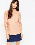 Asos Fitted Twill Shirt - Blush