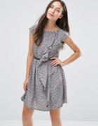 Jasmine Dress With Ruffle Side - Gray