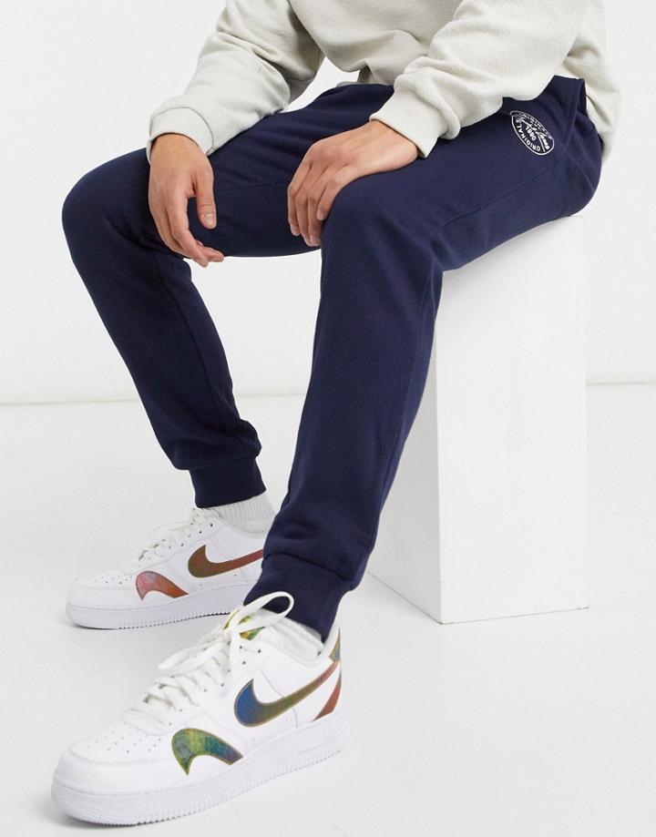 Jack & Jones Originals Cuffed Sweatpants With Stamp Logo In Navy