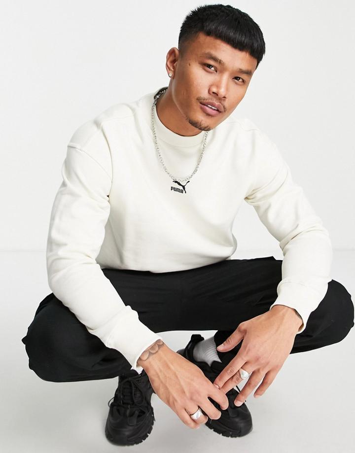 Puma Classics Central Logo Sweatshirt In White