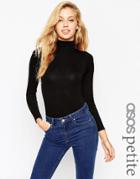 Asos Petite Turtleneck Body With Long Sleeves - Black