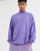 Asos Design Oversized Long Sleeve T-shirt With Seam In Purple
