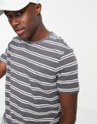 New Look Horizontal Stripe T-shirt In Gray-grey