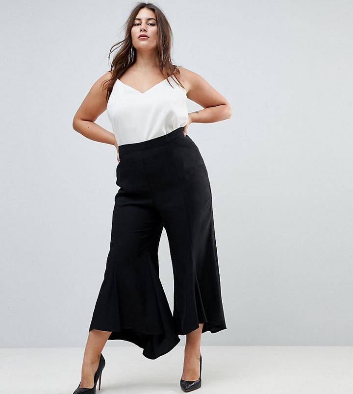 Asos Curve Tailored Soft Fluted Pants - Black