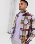 Brave Soul Large Check Flannel Shirt In Gray