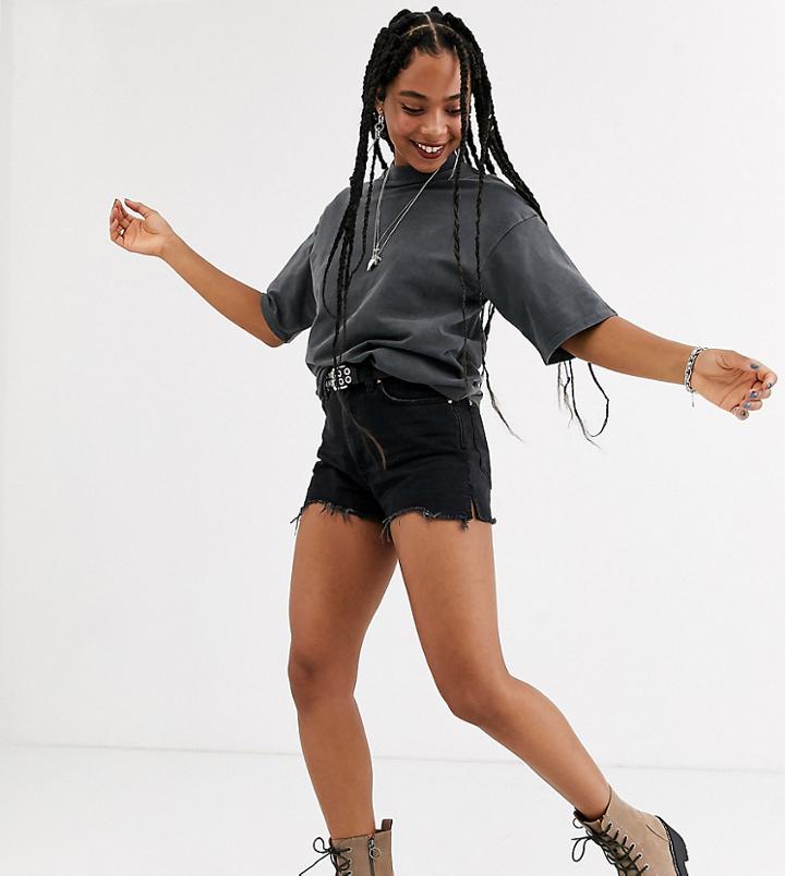 Bershka Crew Neck T Shirt In Washed Gray