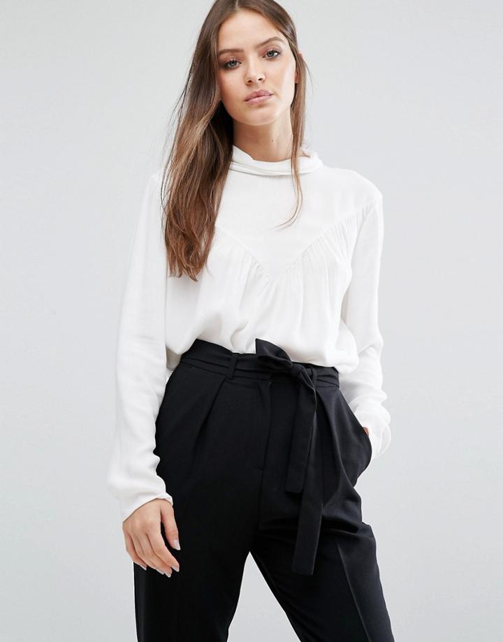 Selected Femme High Neck Blouse - White