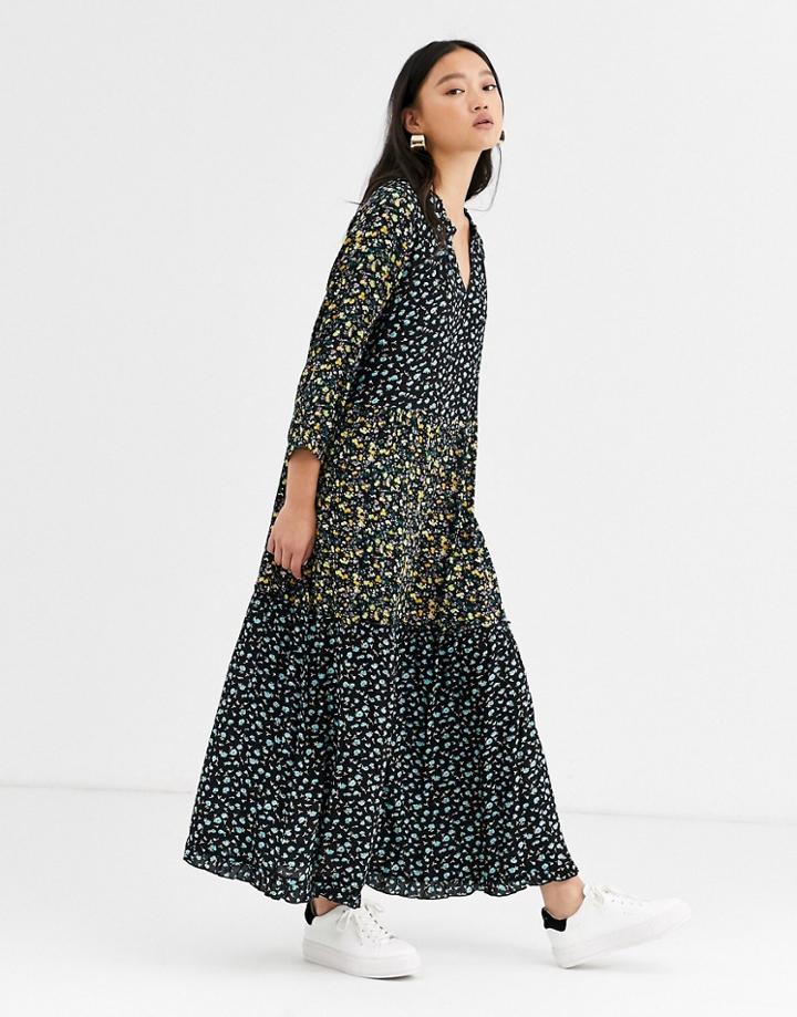 Only Mix Floral Midi Dress-multi