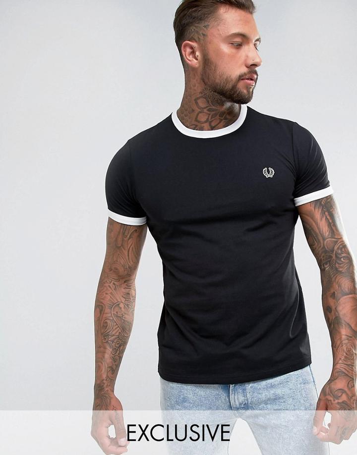 Fred Perry Sports Authentic Slim Fit Ringer T-shirt In Black - Black