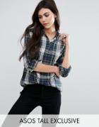 Asos Tall Boyfriend Shirt In Green Check - Multi