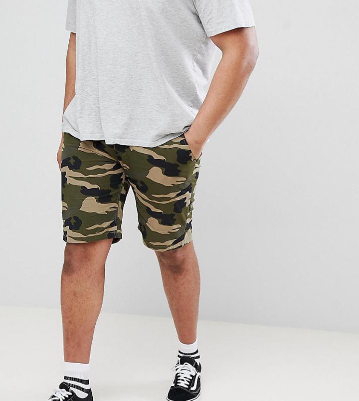 D-struct Plus Turn Up Camo Chino Shorts - Green