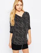 Ichi Lui Abstract Print Top - Black