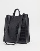 Claudia Canova Large Tote Bag In Black Croc