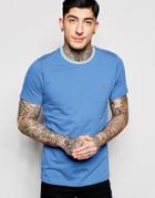 Farah T-shirt With Contrast Rib Collar In Blue - Vivid Blue