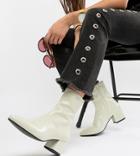 Vagabond Mya Patent Leather Off White Heeled Ankle Boot - White