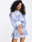 Asos Design Crinkle Chiffon Scarf Print Romper-multi