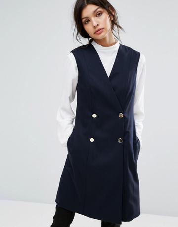 Jaeger Double Breasted Vest - Navy