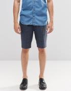 Asos Long Length Tailored Shorts With Fleck In Navy - Navy