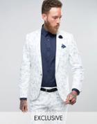 Noose & Monkey Super Skinny Wedding Suit Jacket In Flocking - White