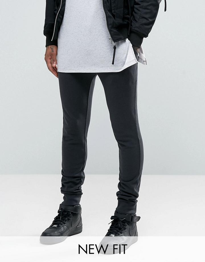 Asos Super Skinny Joggers In Washed Black - Black