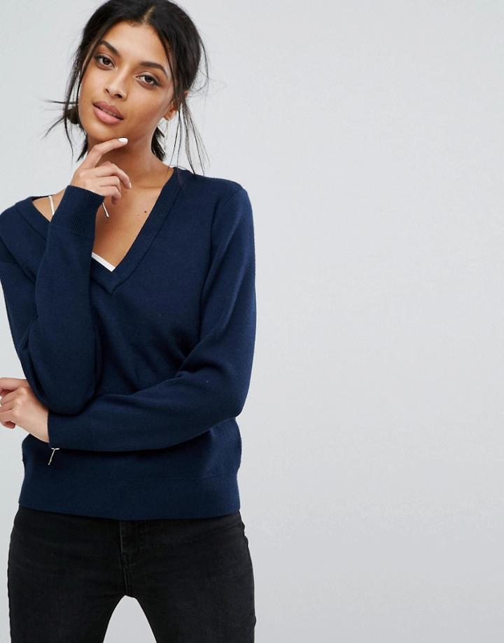 Vila V Neck Sweater - Navy