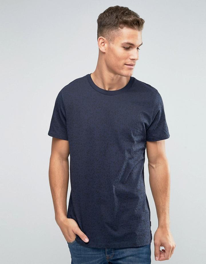 Jack And Jones T-shirt With Contrasting All Over Splatter Print - Navy