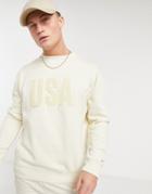 New Look Sweatshirt With Usa Boucle Print-white
