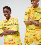 Asos Design X Glaad & Shirt Two-piece In Scribble Print - Yellow