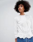 Vero Moda Lace Insert Prairie Blouse - White